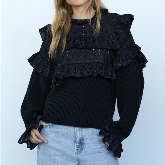 Zara Sweaters - Zara knit sweater with Ruffles